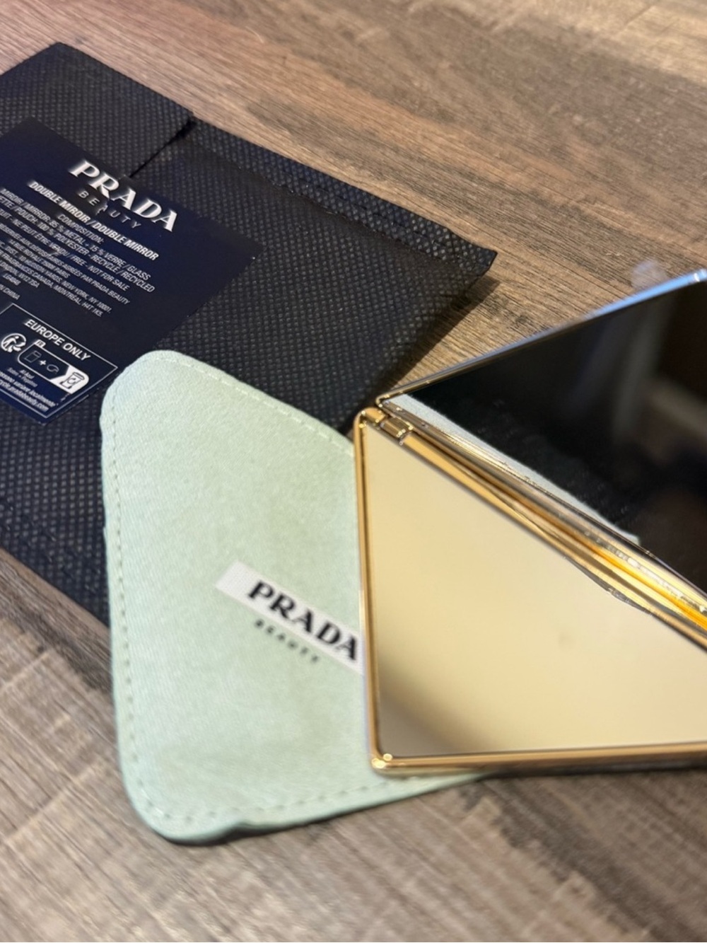 Prada Gold Compact Mirror with Prada Balm (Astral Pink)
